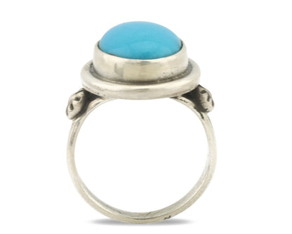 Navajo Ring .925 Silver Natural Blue Turquoise Native American Artist C.1980's