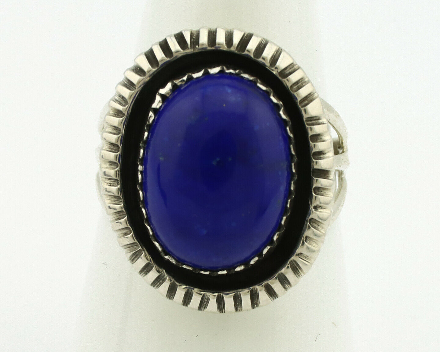 Navajo Ring .925 Silver Natural Lapis Lazuli Native American Artist C.80's