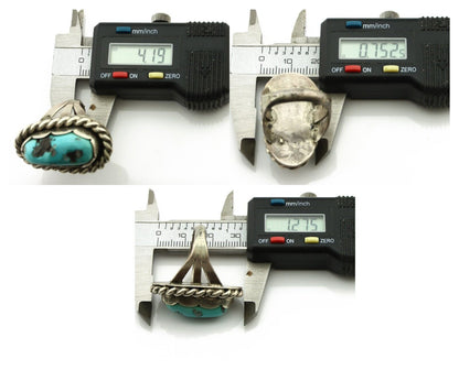 Navajo Ring 925 Silver Castle Dome Turquoise Native American Artist C.1980's