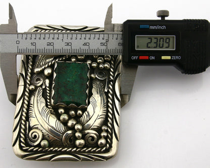 Navajo Belt Buckle .925 Silver Turquoise Native Artist Signed C Montoya C.80's