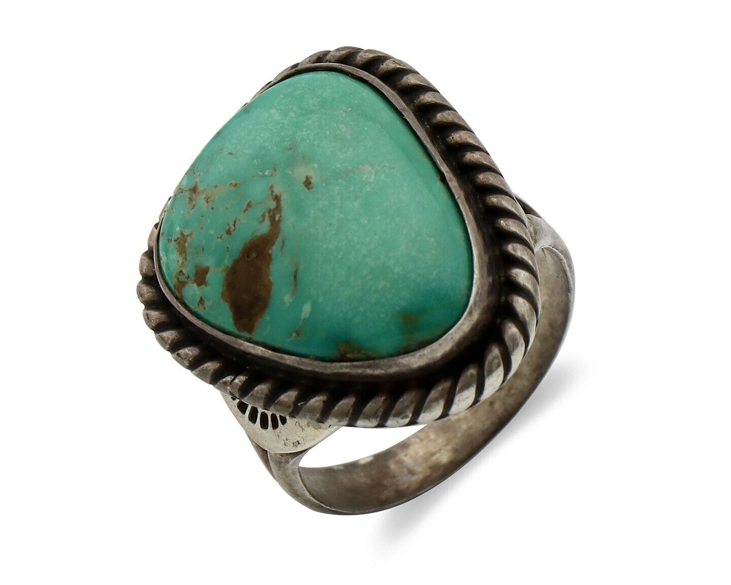 Navajo Handmade Ring 925 Silver Blue Turquoise Signed Native Artist C.80's
