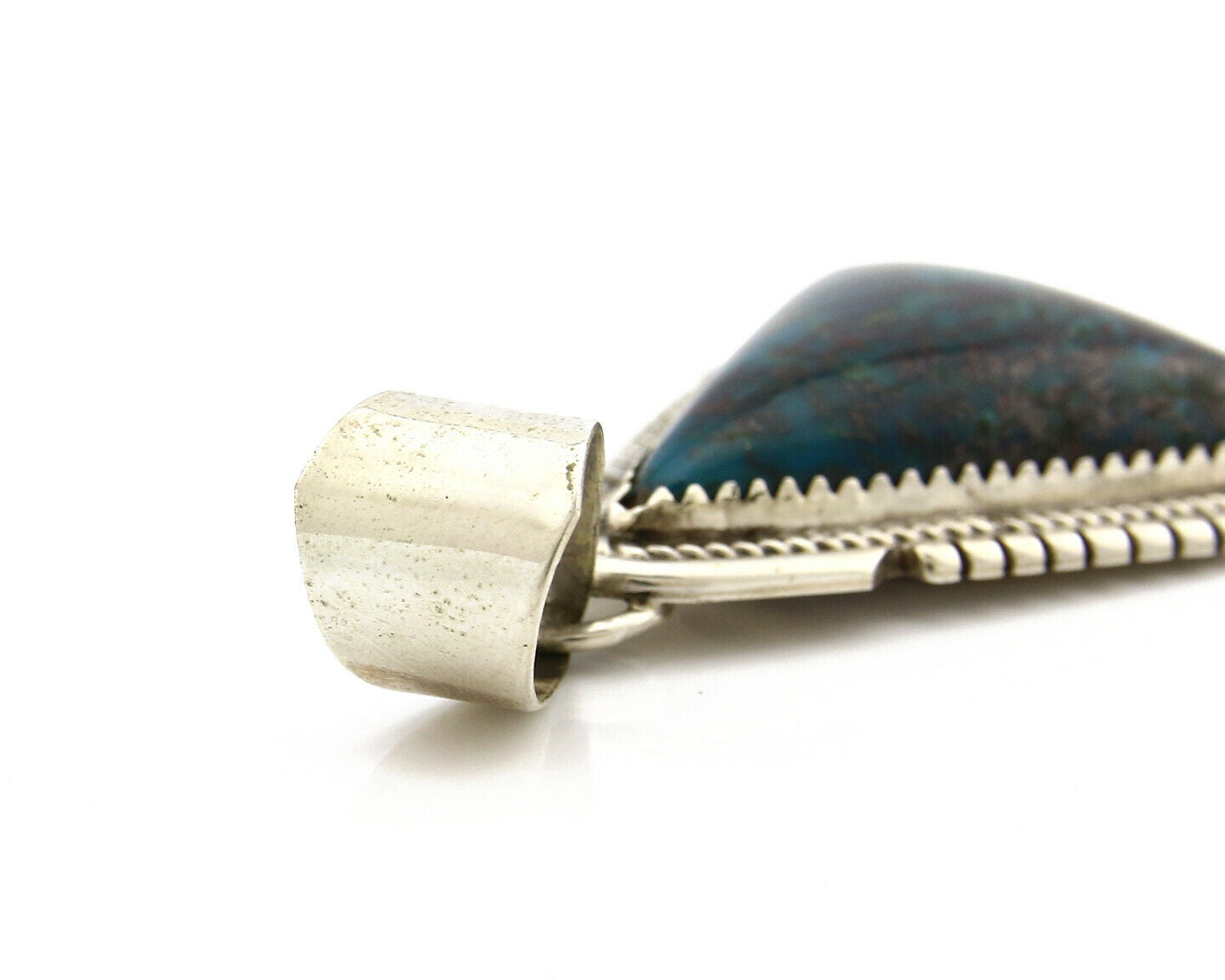 Navajo Pendant .925 Silver Diamond Turquoise Signed Artist A C.80's