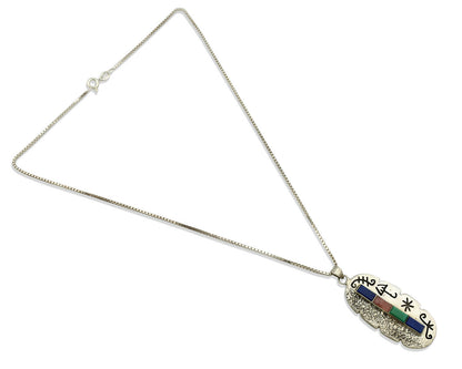 Navajo Necklace .925 Silver Natural Gemstone Native American C.80's
