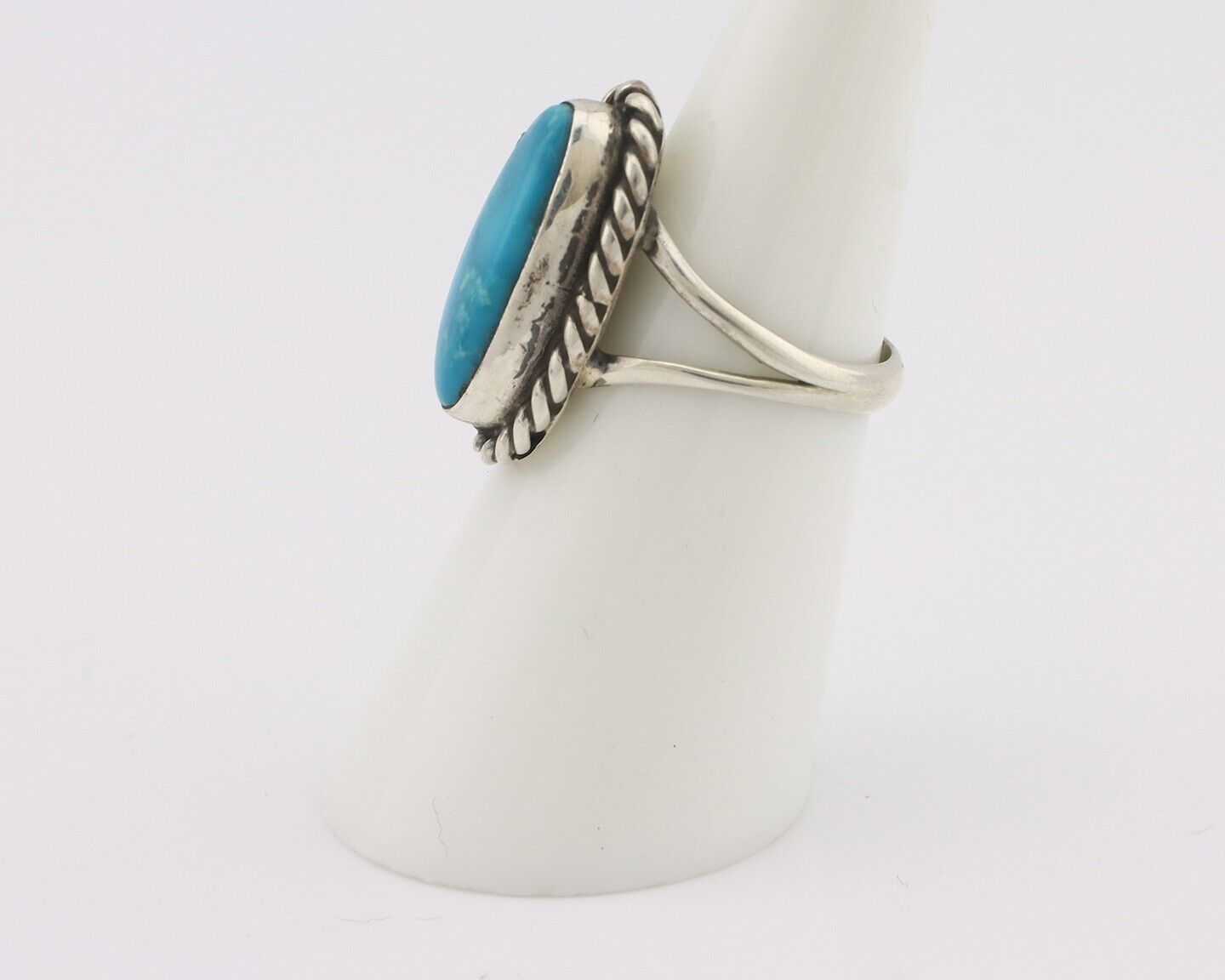 Navajo Handmade Ring 925 Silver Natural Blue Turquoise Native Artist C.80's