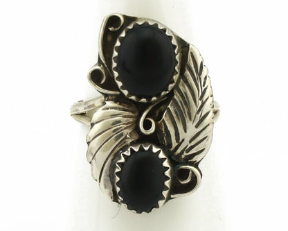 Navajo Ring 925 Silver Natural Mined Onyx Artist Signed T Thomas C.80's