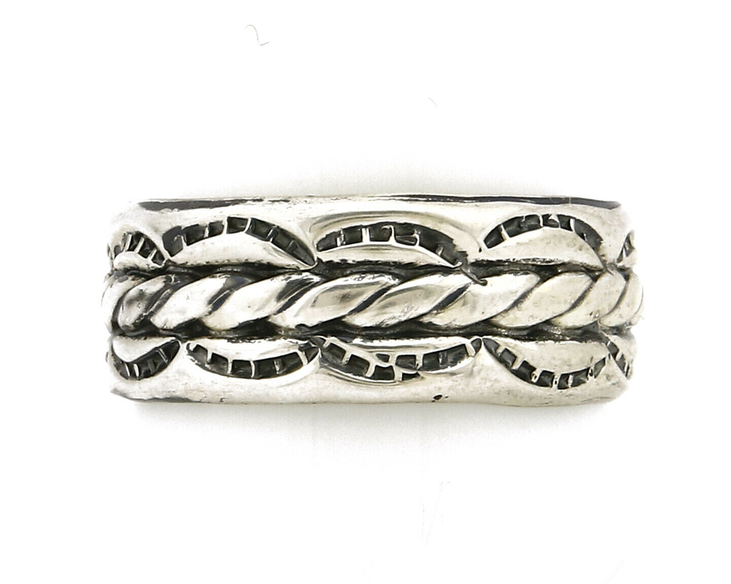 Women's Navajo Handmade Ring .925 Sterling Silver Hand Stamped C.80's