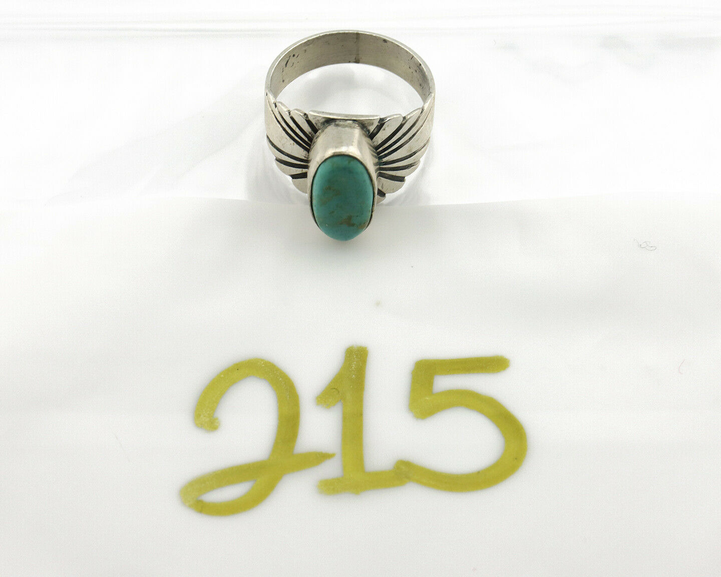 Navajo Ring .925 Silver Kingman Turquoise Artist Signed Apache C.80's