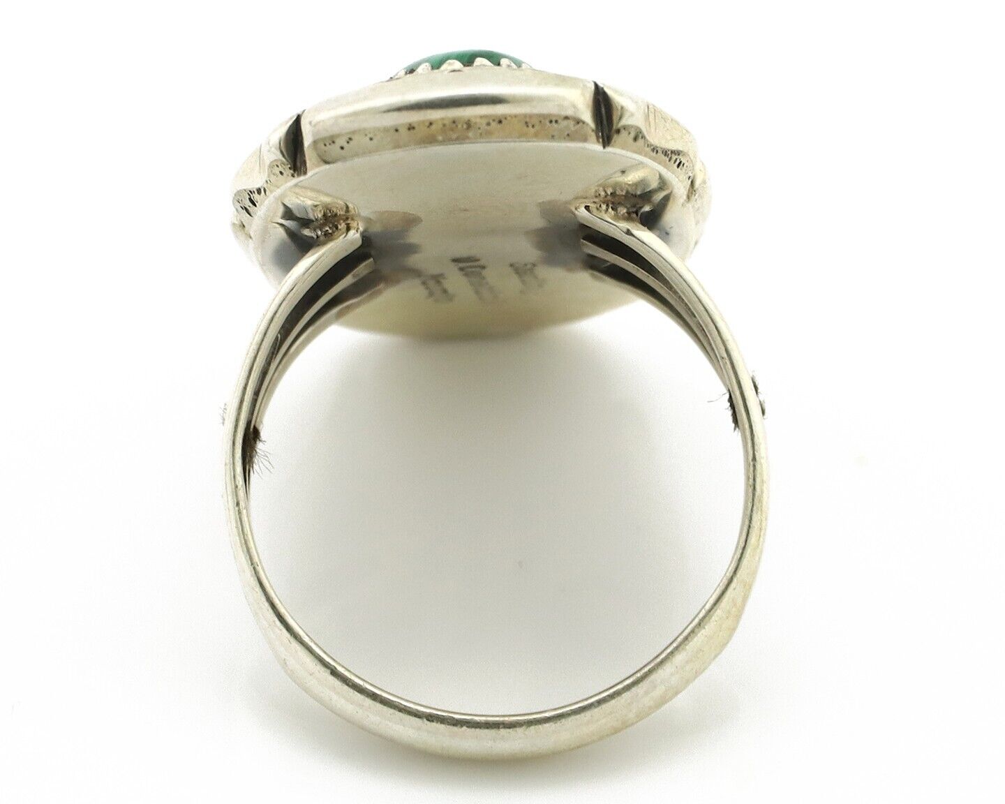 Navajo Ring 925 Silver Natural Malachite Artist Signed William Denetdale C.80's