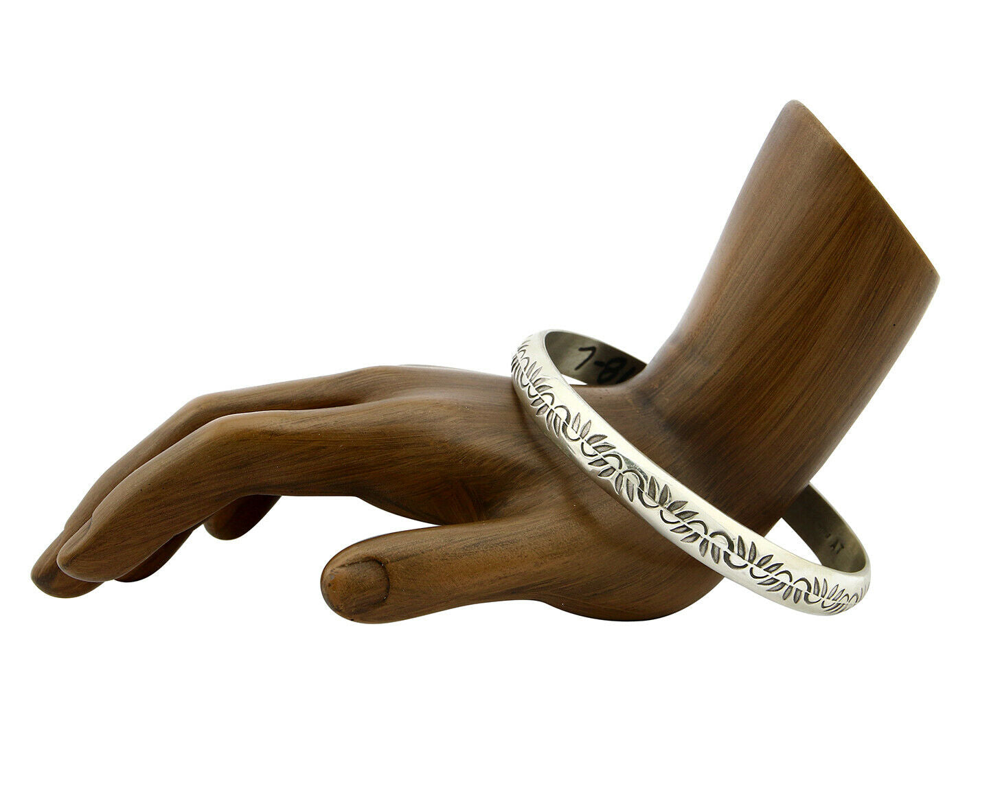 Navajo Bracelet .925 Silver 8.5 mm Wide Hand Stamped Signed Artist Abel Toledo