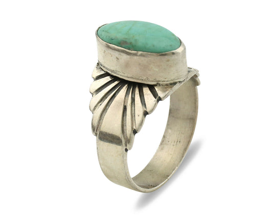 Navajo Ring .925 Silver Kingman Turquoise Artist Signed Apache C.80's