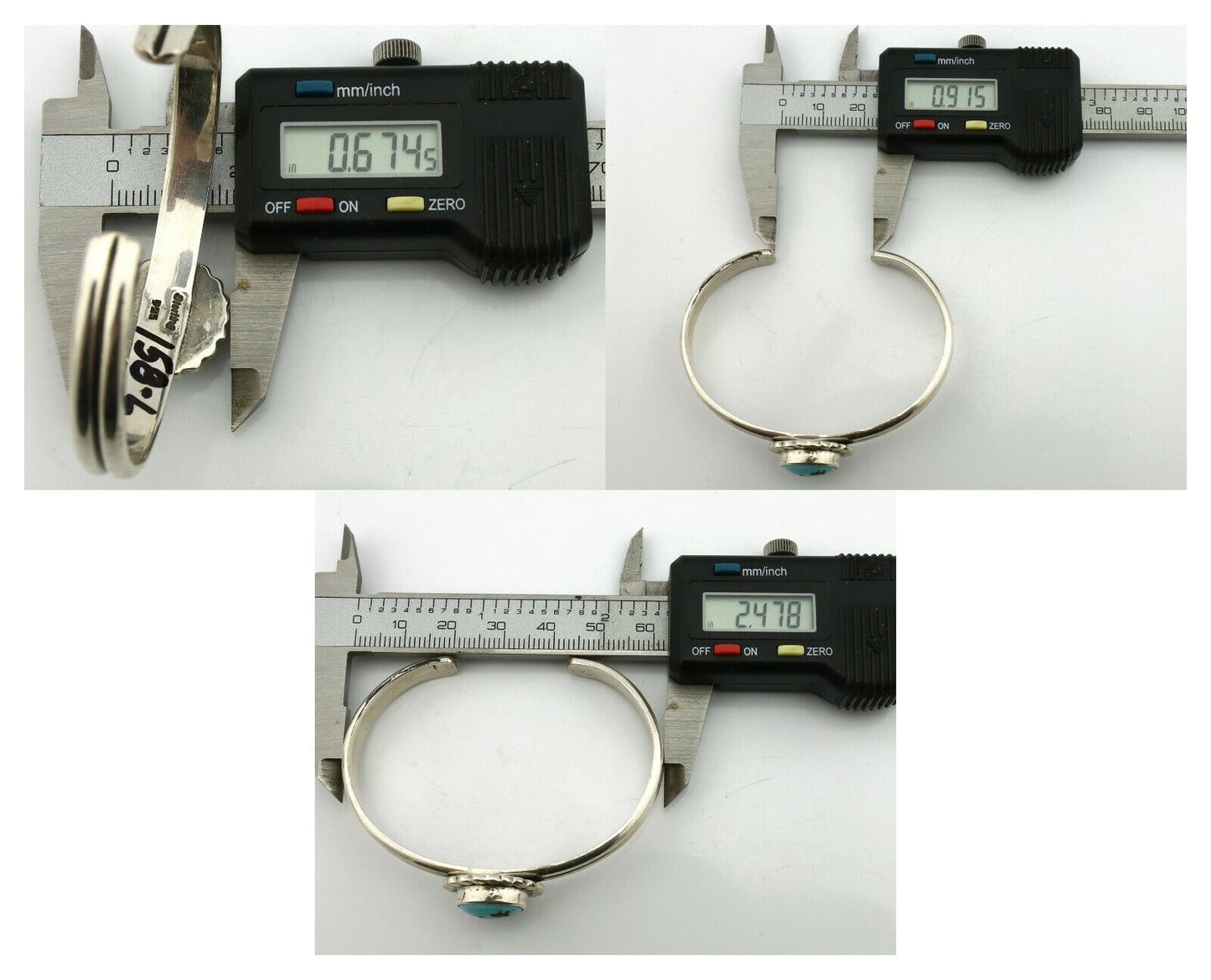 Navajo Bracelet .925 Silver Sleeping Beauty Turquoise Native American C.90's