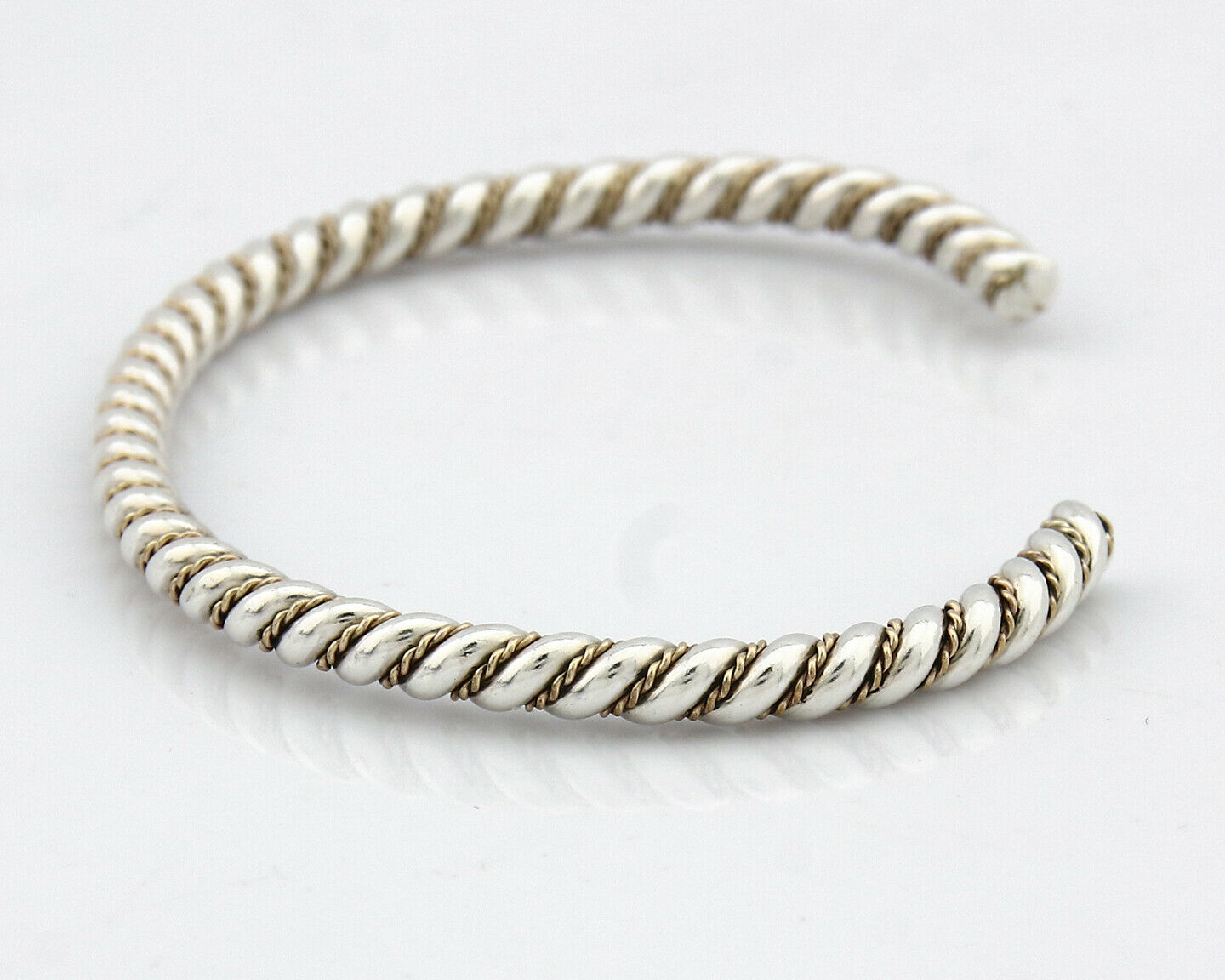 Navajo Bracelet .925 Silver Braided Twisted Artist Tahe C80's 4.0mm Wide