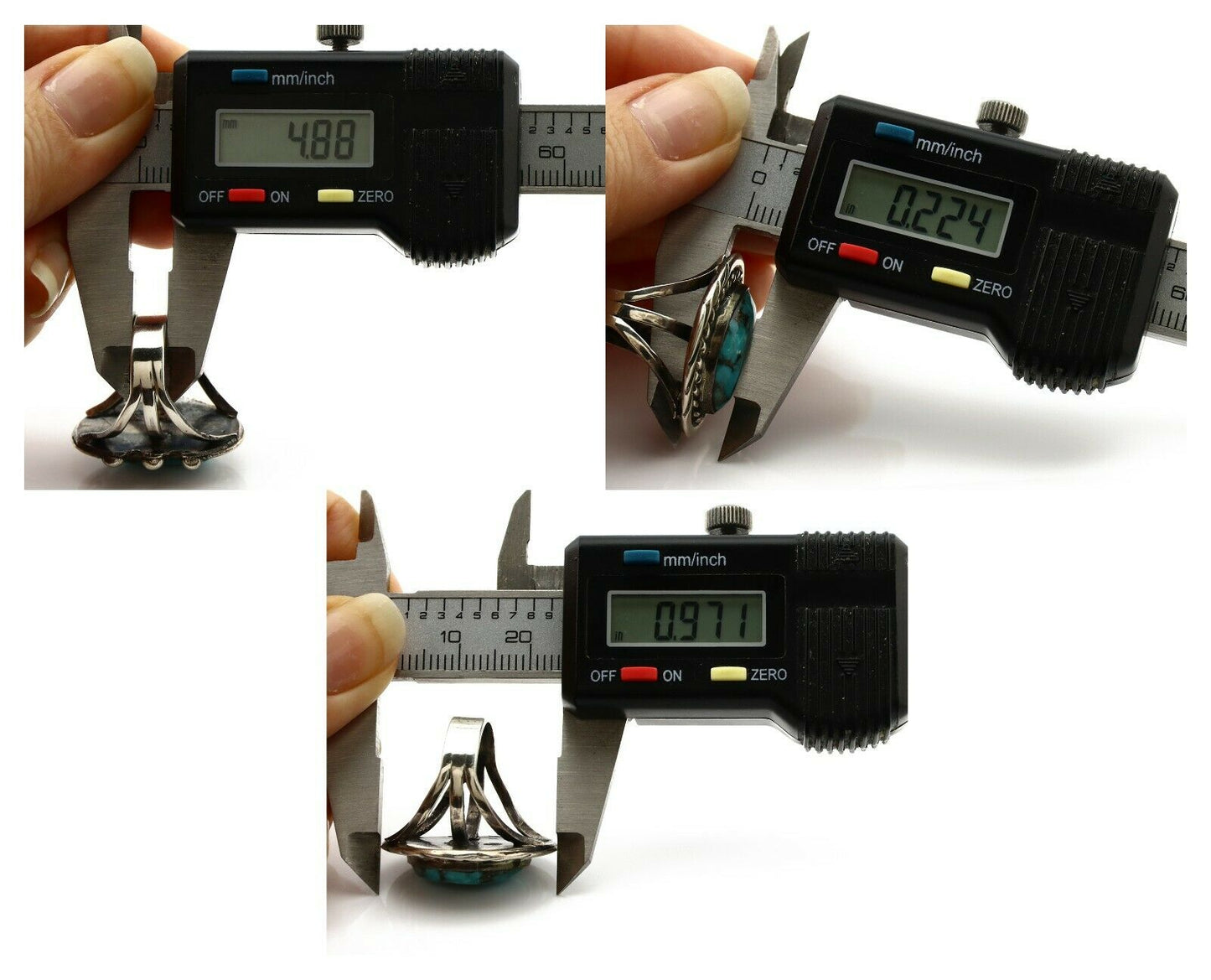 Navajo Ring .925 Silver Spiderweb Turquoise Native American Artist C.80's