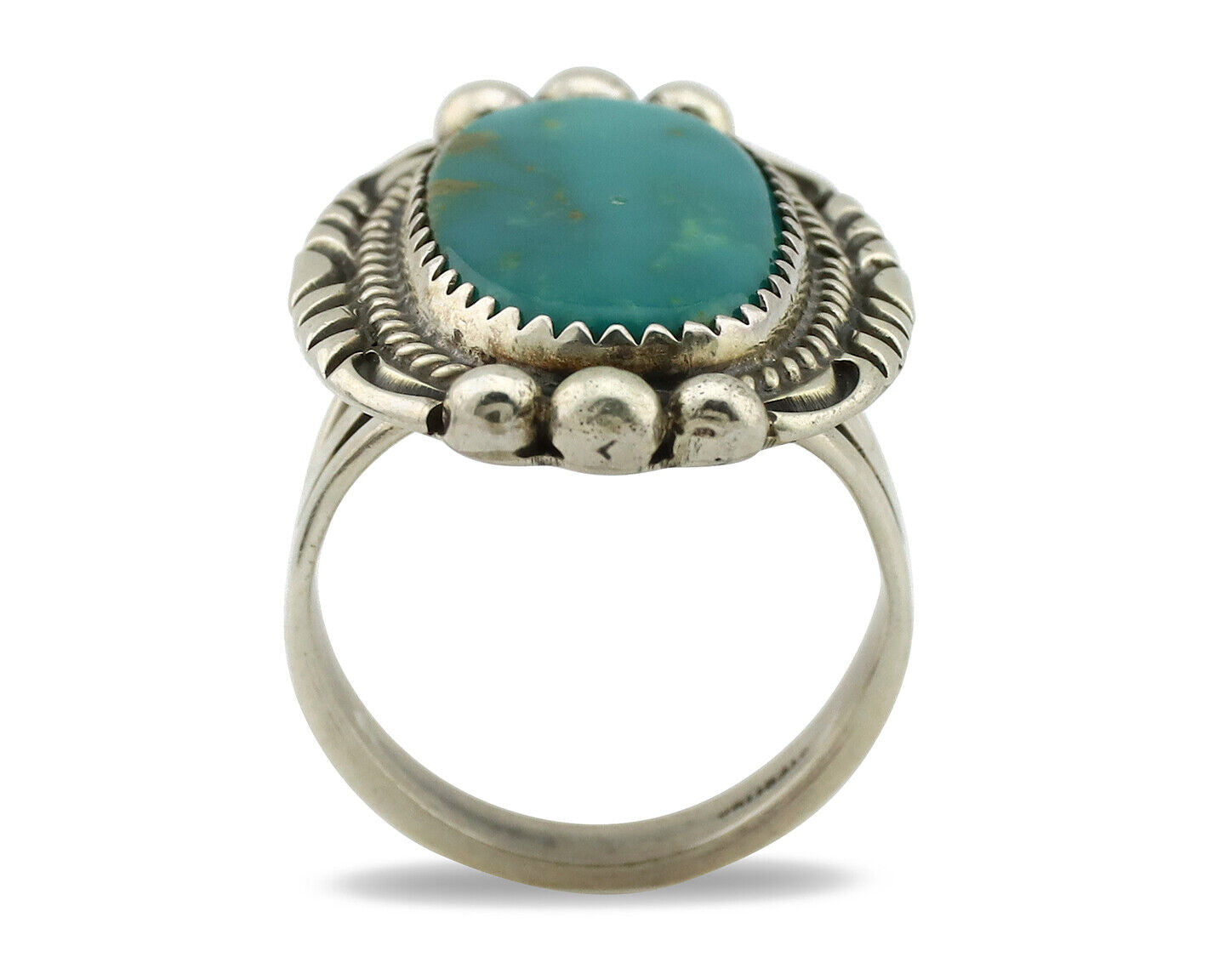 Navajo Ring 925 Silver Natural Blue Turquoise Signed M Begay C.80's
