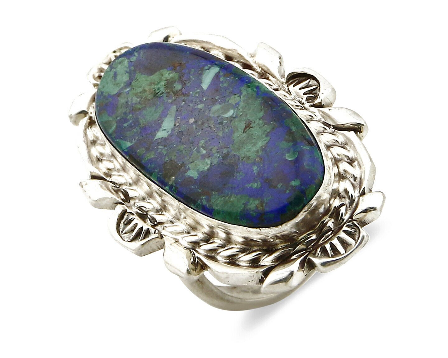 Navajo Azurite Ring .925 Silver Signed Artist Billie Eagle C.80's