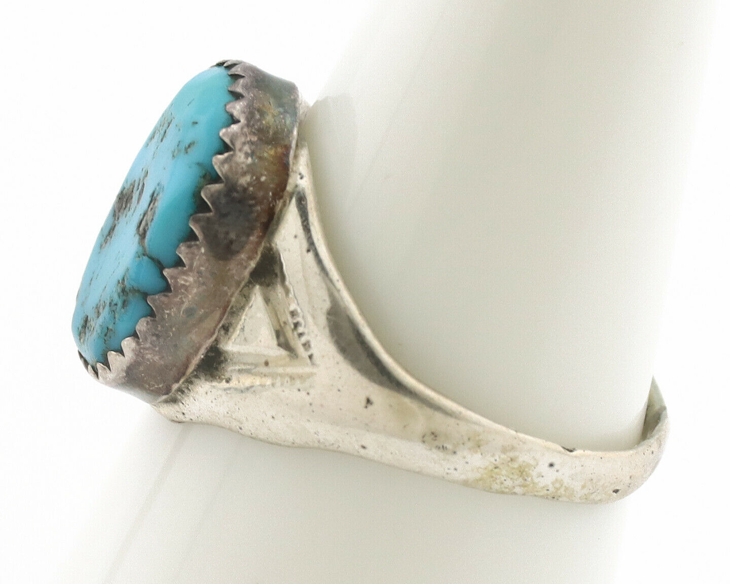 Zuni Ring .925 Silver Natural Blue Turquoise Native American Artist C.1980's