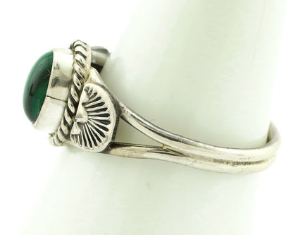 Navajo Ring 925 Silver Natural Mined Malachite Native American Artist C.80's