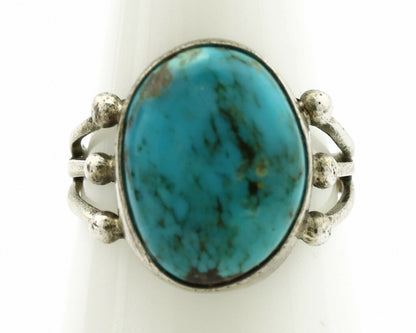 Navajo Ring .925 Silver Kingman Turquoise Native American Artist C.1980's