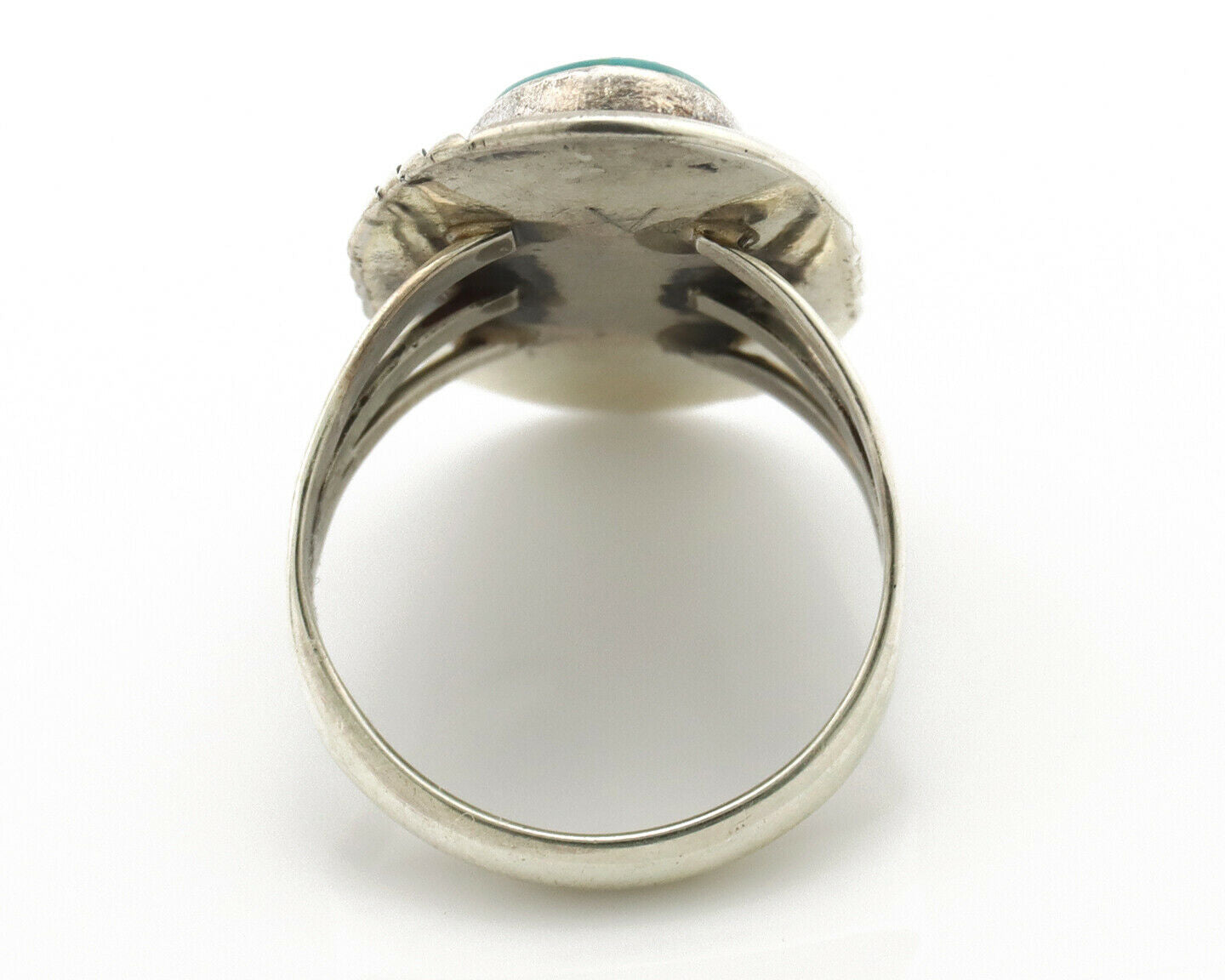 Navajo Ring .925 Silver Kingman Turquoise Native American Artist C.80's