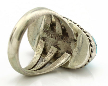 Navajo Ring .925 Silver Blue Turquoise Native American Artist C.1980's