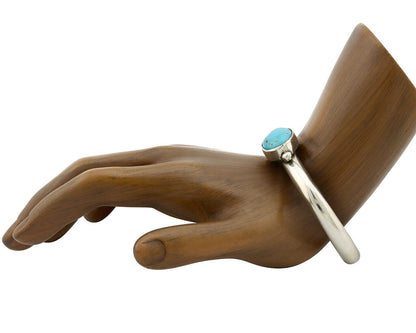 Navajo Bracelet .925 Silver Morenci Turquoise Native American Artist C.80's