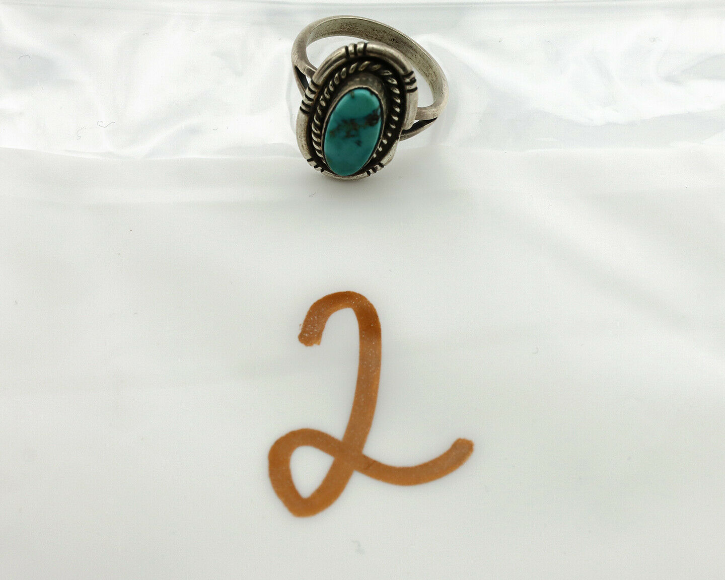 Navajo Ring .925 Silver Kingman Turquoise Native American Artist C.1980's