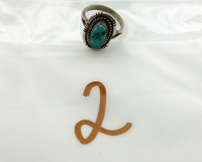 Navajo Ring .925 Silver Kingman Turquoise Native American Artist C.1980's