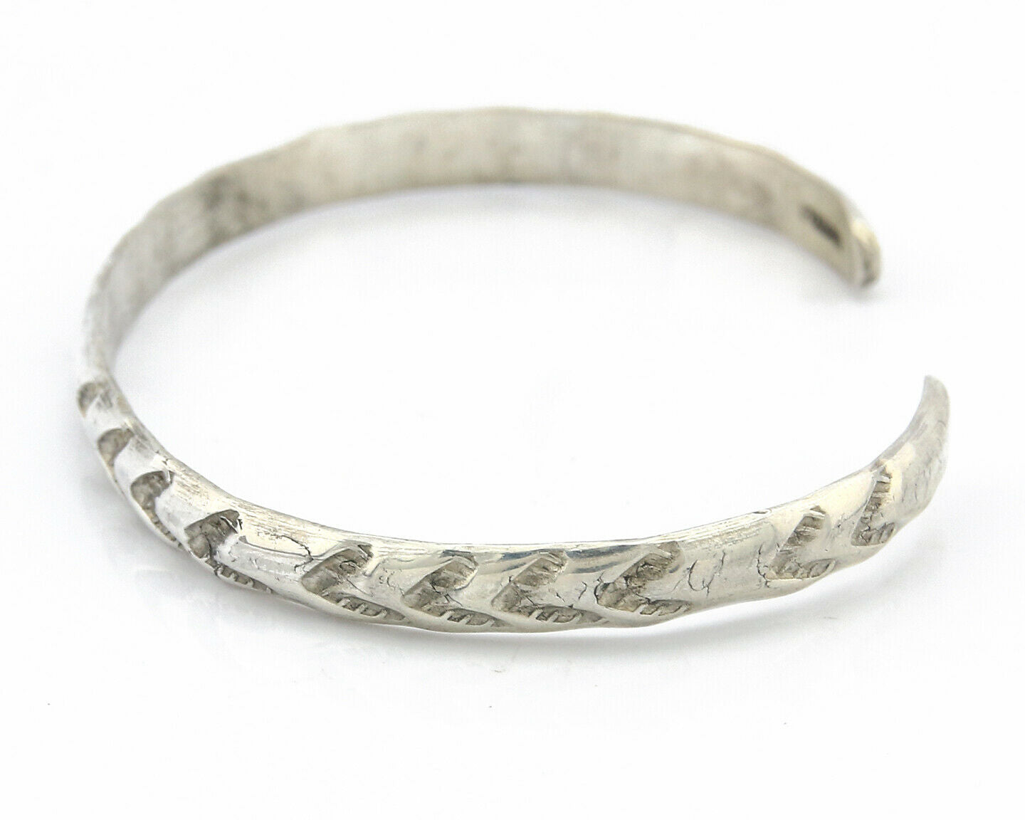 Navajo Bracelet .925 Silver Hand Stamped Arrow Head Artist Montoya C.80's