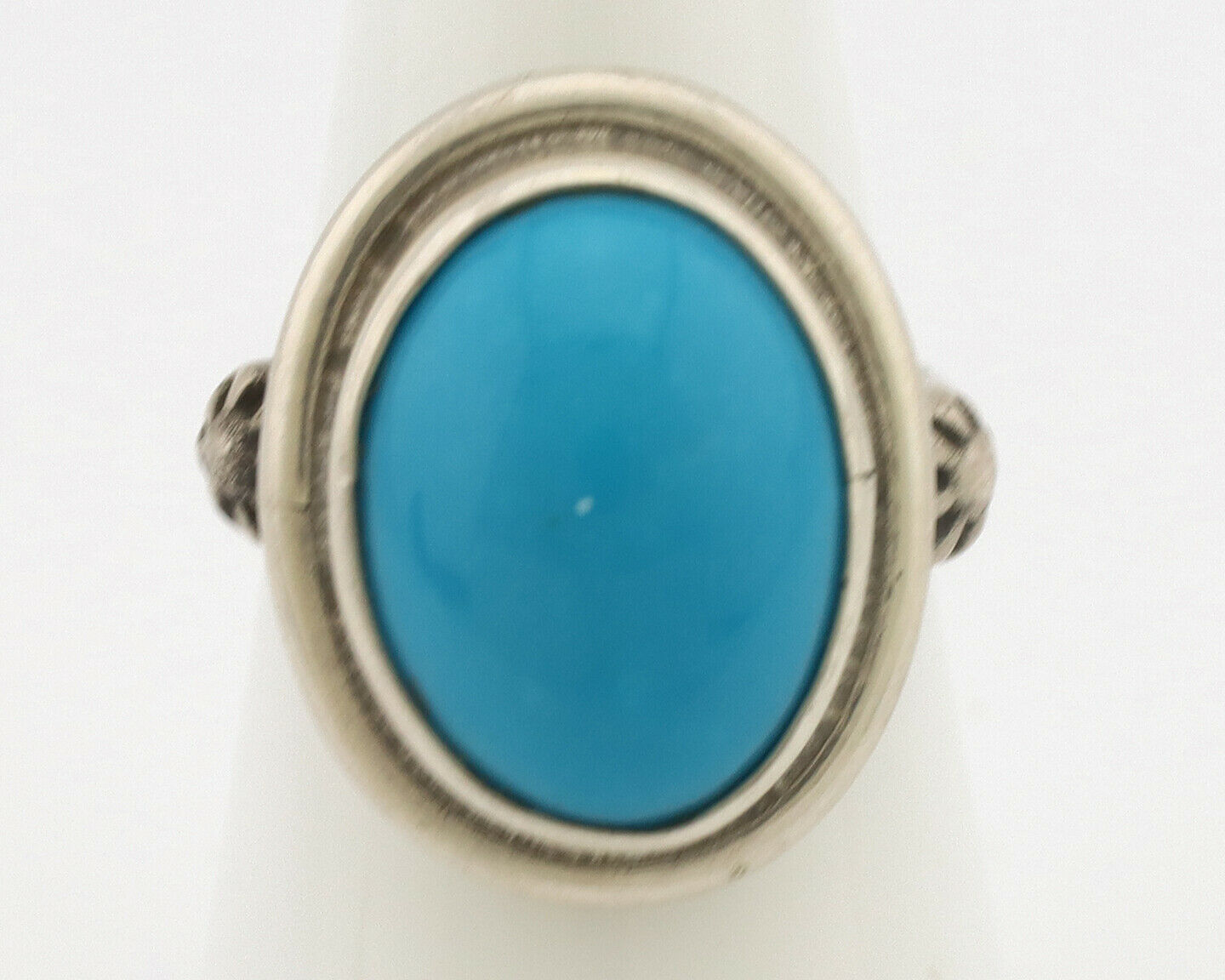 Navajo Ring .925 Silver Natural Blue Turquoise Native American Artist C.1980's