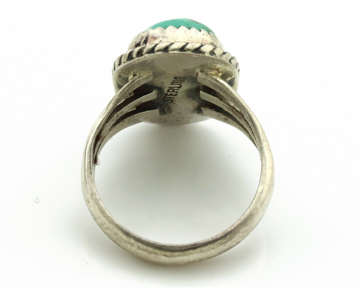 Navajo Ring .925 Silver Kingman Turquoise Native American Artist C.1980's