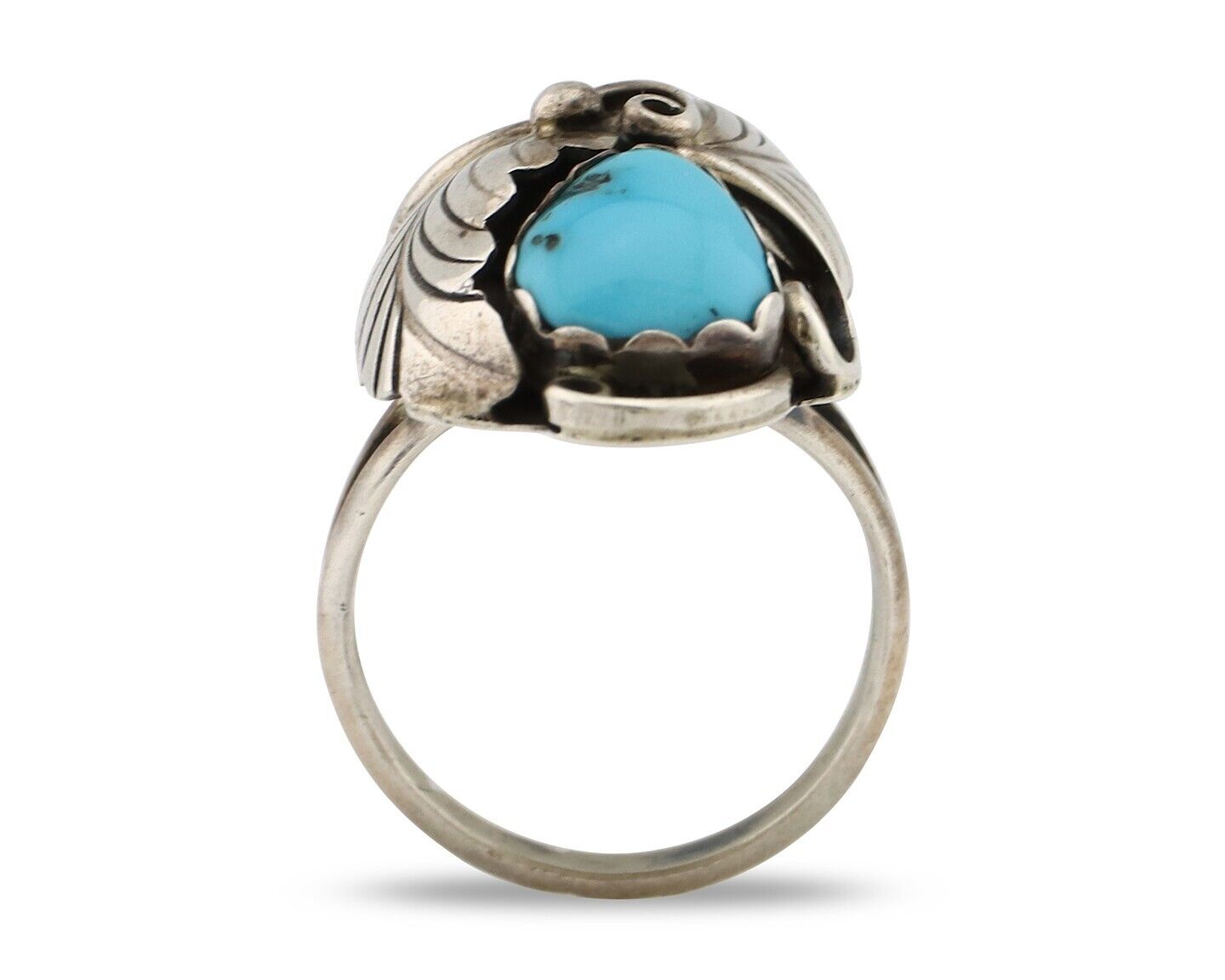 Navajo Handmade Ring 925 Silver Turquiose & Coral Artist Signed E C.80's