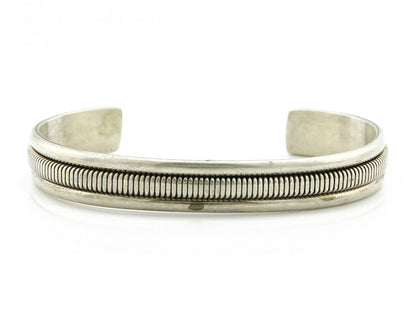Navajo Bracelet .925 Silver Handmade Hand Stamped Signed Artist TAHE Circa 1980s