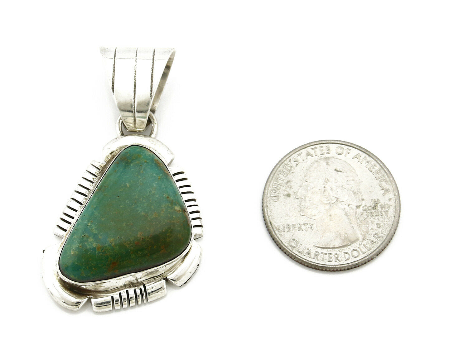 Navajo Pendant .925 Silver Kingman Turquoise Signed Artist HB C.80's