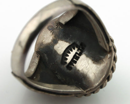Navajo Ring .925 Silver Blue Gem Turquoise Native American Signed C.80's