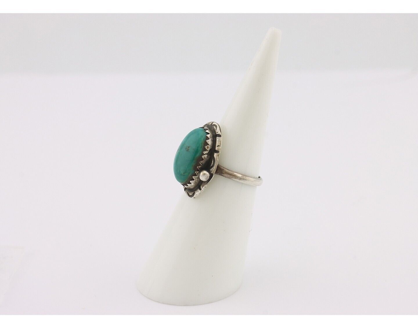 Navajo Handmade Ring 925 Silver Gem Grade Turquoise Native Artist C.80's