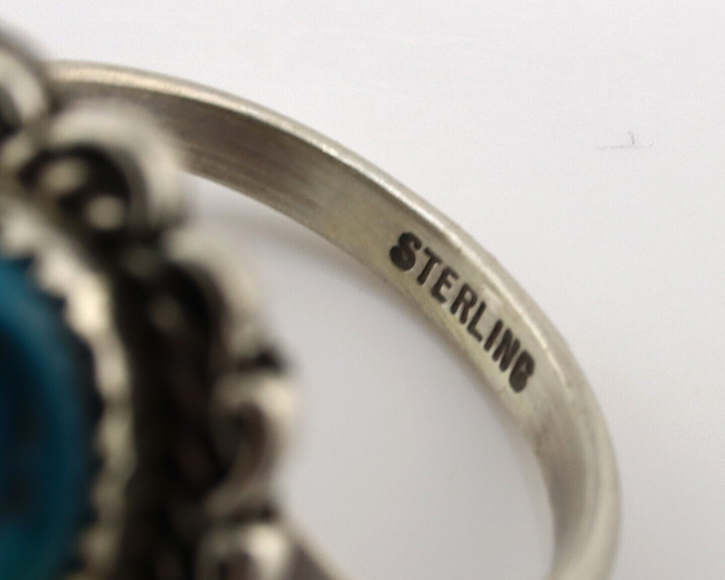 Navajo Ring .925 Silver Sleeping Beauty Turquoise Native American Artist C.80's