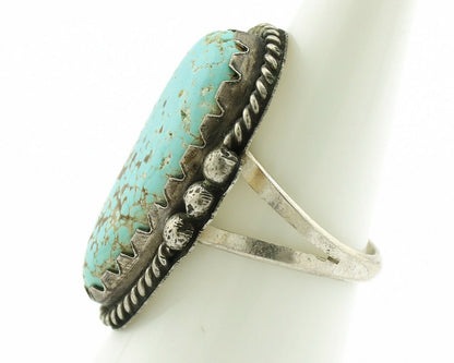 Navajo Ring .925 Silver Kingman Turquoise Native American Artist C.80's