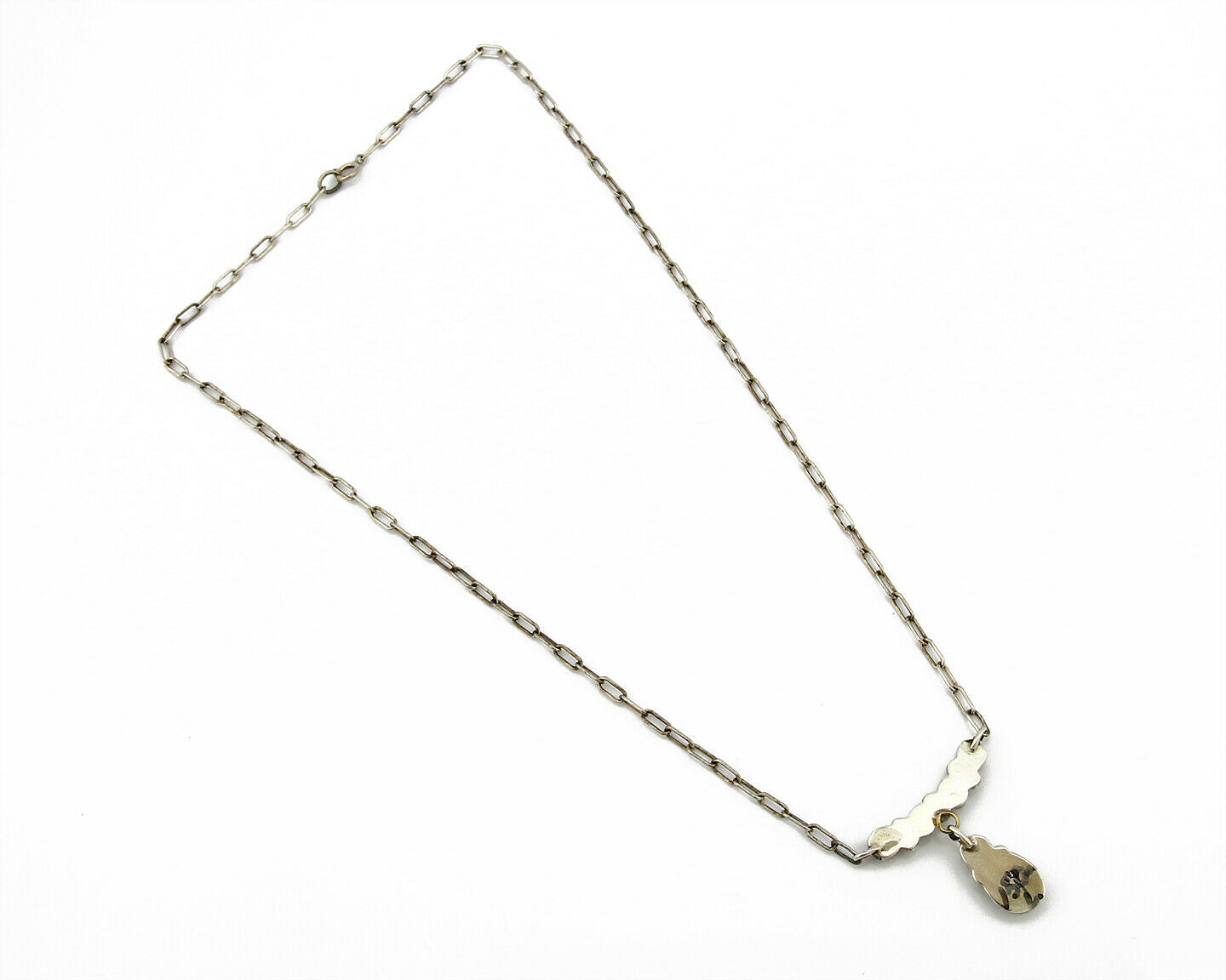 C.1990's Navajo Mae Bia Opal .925 Silver 5 Stone Necklace