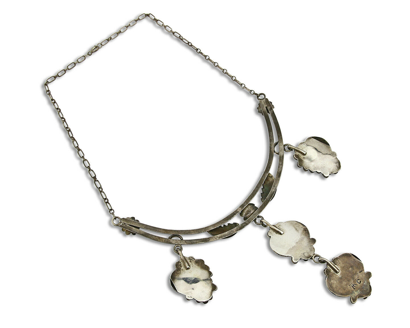 C. 70-80's Navajo Signed Mary Chavez .925 Silver Blue Turquoise Necklace