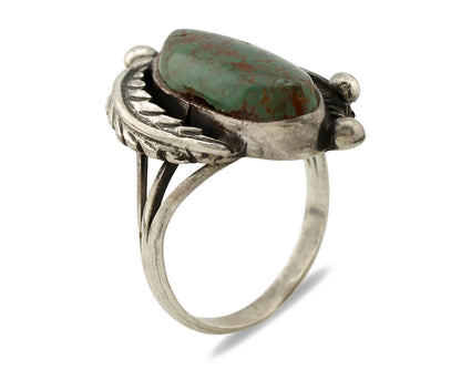 Navajo Ring .925 Silver Manassas Turquoise Signed Native Artist C.80's