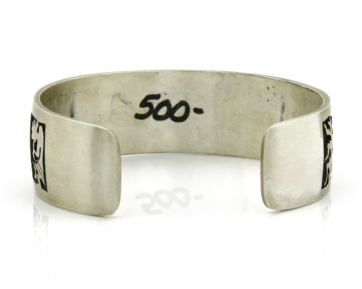 Hopi Bracelet .925 Silver Handmade Kokopelli Corn Sun Overlay Cuff