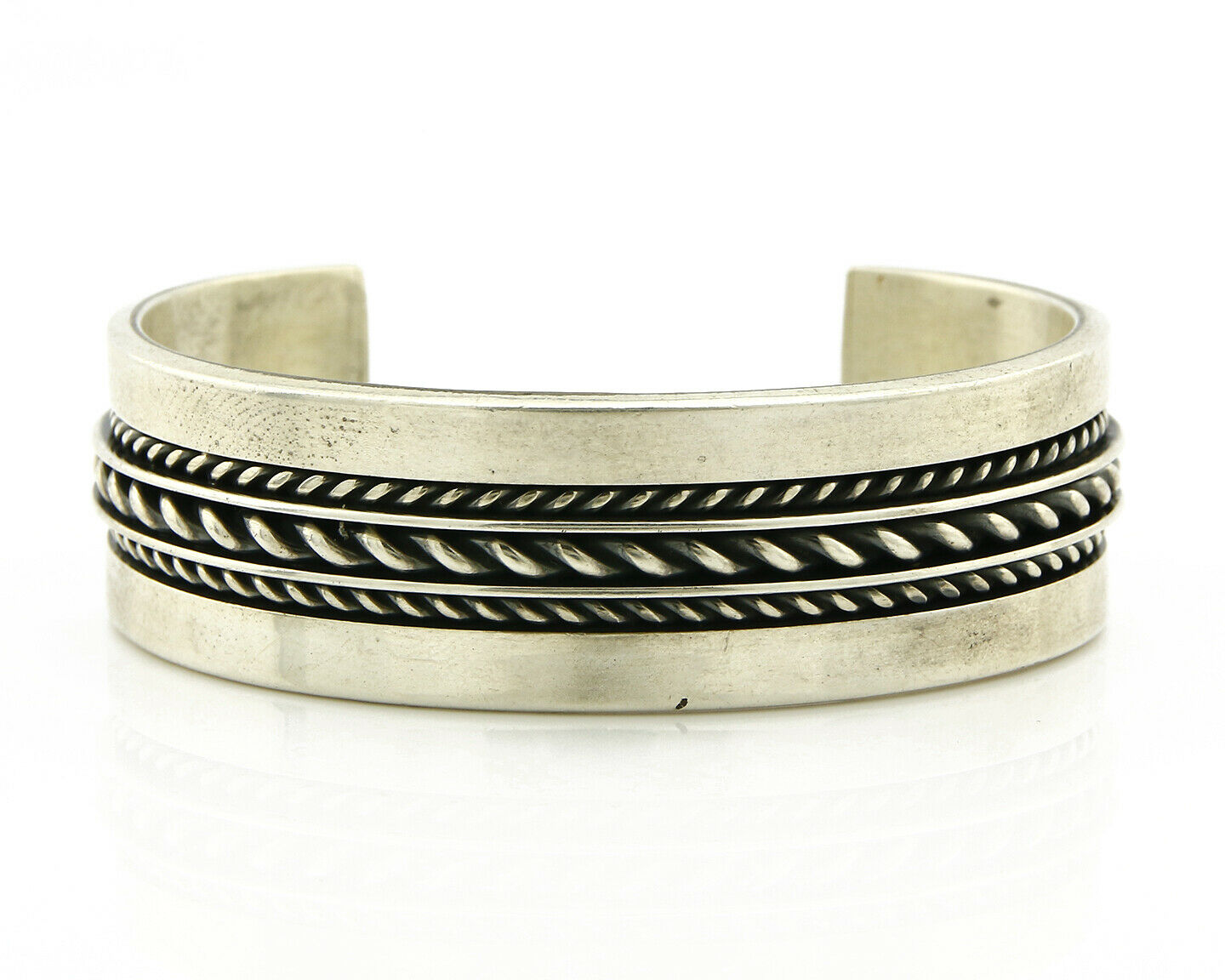 Navajo Bracelet .925 Silver SOLID Handmade Signed Artist Tom Hawk Circa 1980's