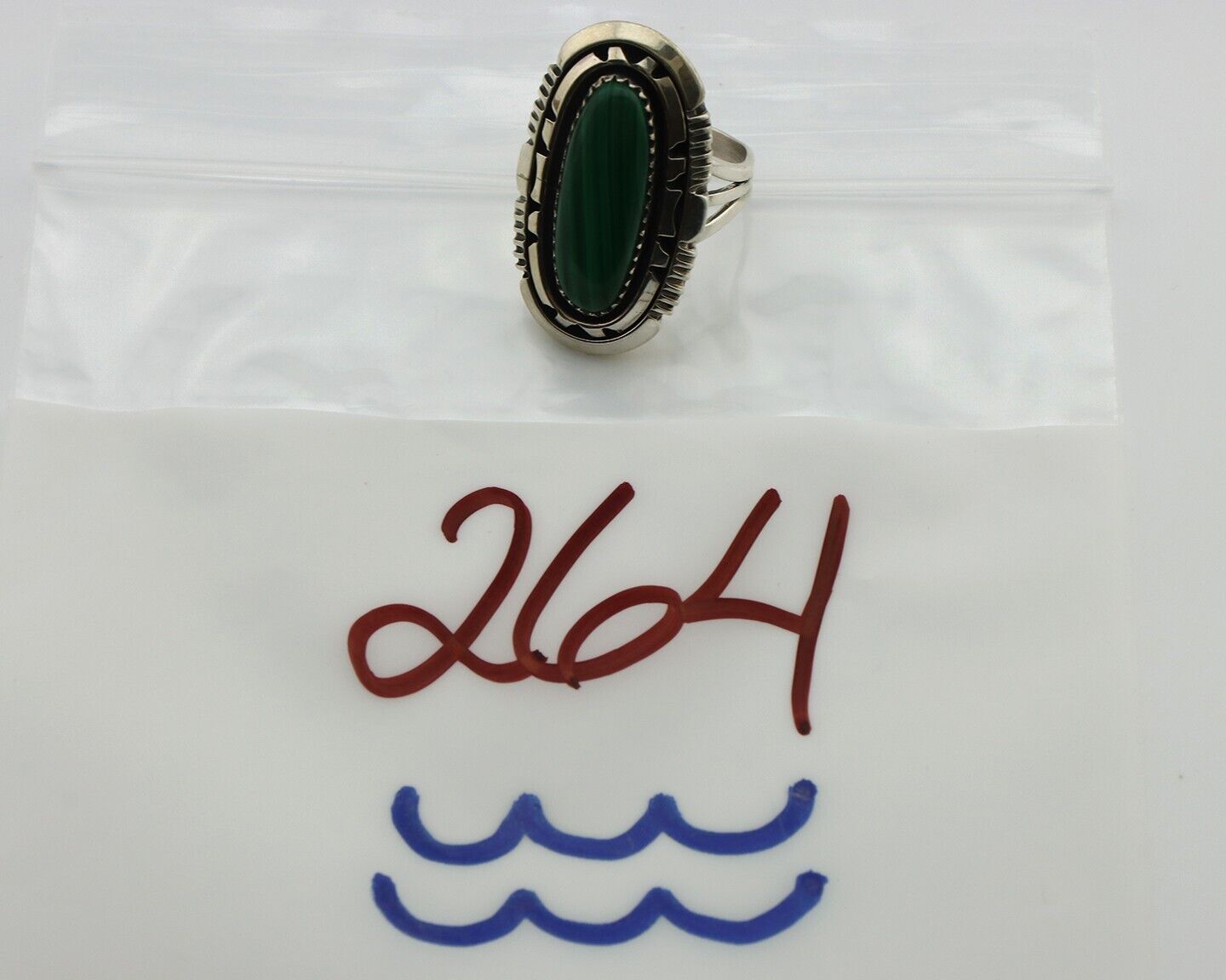 Navajo Ring 925 Silver Natural Malachite Artist Signed William Denetdale C.80's