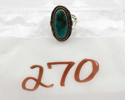 Navajo Ring .925 Silver Blue Gem Turquoise Native American Artist C.80's
