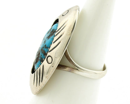Navajo Handmade Ring .925 Silver Blue Turquoise Artist Signed WC C.1980's