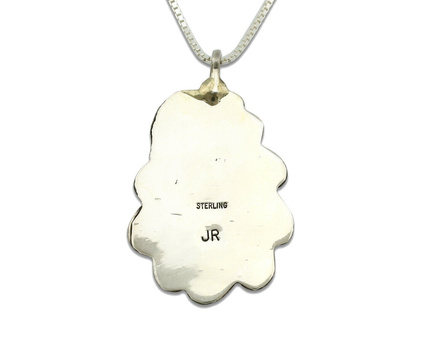 Navajo Necklace .925 Silver Nevada Turquoise Signed JR C.1980's