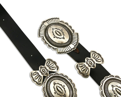 Navajo Concho Belt .925 Silver Hand Stamped Signed Rick Martinez Circa 80's
