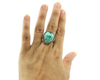 Navajo Ring 925 Silver Natural Mined Turquoise Native Signed N C.80's