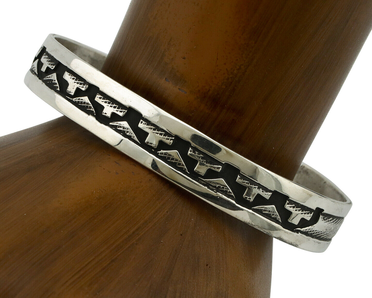 Navajo Bracelet .925 Silver Handmade Overlay Style Signed Tommy Billy Cuff C80s