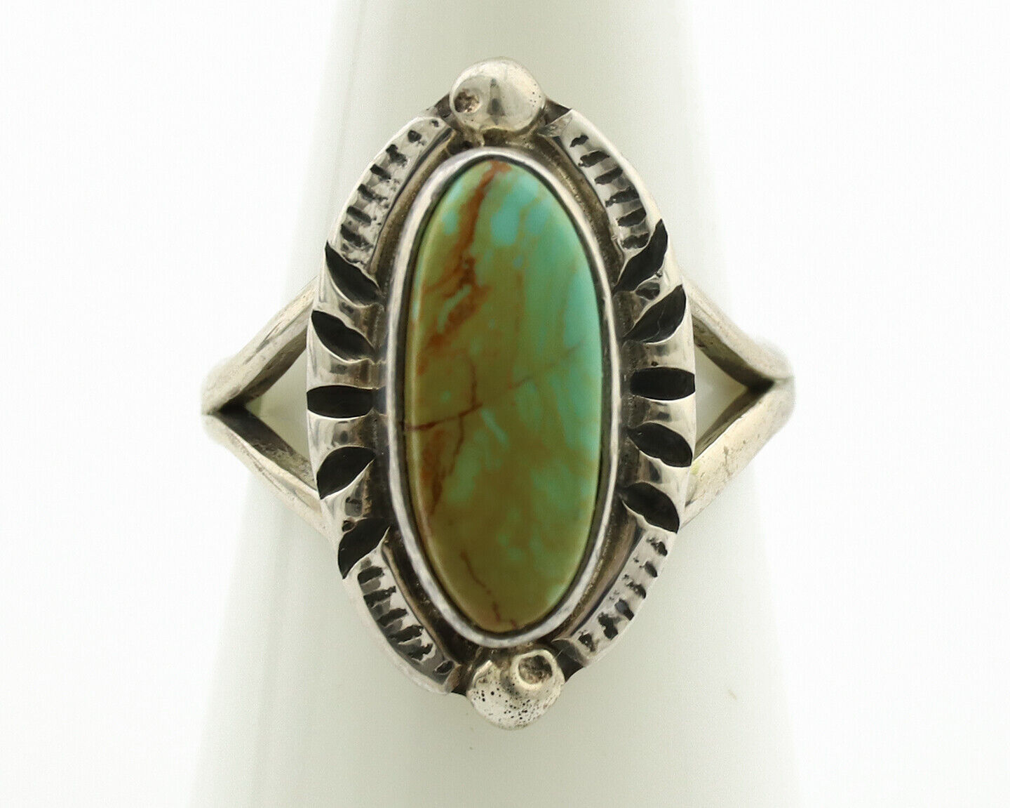 Navajo Ring .925 Silver Kingman Turquoise Artist Signed Gecko C.80's